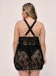 Plus Floral Lace Cross Criss Slips With Thong