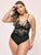 Plus Floral Lace Satin Teddy Bodysuit