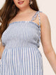 Plus Frill Trim Shirred Bodice Tie Shoulder Cami Jumpsuit