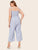 Plus Frill Trim Shirred Bodice Tie Shoulder Cami Jumpsuit