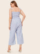 Plus Frill Trim Shirred Bodice Tie Shoulder Cami Jumpsuit