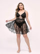 Plus Floral Lace Sheer Dress With Panty