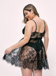 Plus Floral Lace Sheer Dress With Panty