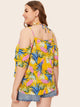  Plus Jungle Leaf Print Wrap Halterneck Top