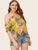  Plus Jungle Leaf Print Wrap Halterneck Top