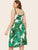  Plus Jungle Leaf Button Front Peekaboo Slip Dress