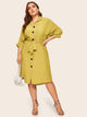 Plus Button Through Belted Shirt Dress