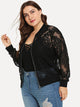 Plus Floral Lace Zip Up Jacket