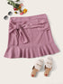 Plus Bow Front Ruffle Hem Skirt