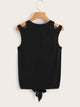 Plus Cutout Shoulder Tie Hem Top