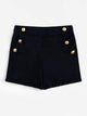 Plus Solid Button Front Shorts