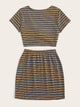 Plus Striped Twist Front Tee & Striped Skirt