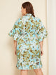 Plus Floral Ruffle Trim Robe With Belt