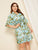 Plus Floral Ruffle Trim Robe With Belt