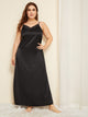 Plus Lace Trim Satin Night Dress