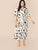  Plus Flutter Sleeve Self Belted Geo Maxi Dress