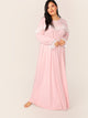 Plus Lace Trim Bow Front Maxi Night Dress