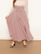 Plus Solid High Waist Belted Maxi Skirt