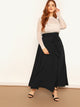 Plus Solid High Waist Belted Maxi Skirt