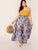 SHEIN Plus Paperbag Waist Striped and Floral Maxi Skirt