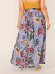 SHEIN Plus Paperbag Waist Striped and Floral Maxi Skirt