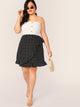 Plus Confetti Heart Print Ruffle Trim Wrap Skirt