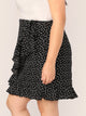 Plus Confetti Heart Print Ruffle Trim Wrap Skirt