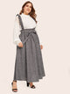 SHEIN Plus Paperbag Waist Self Belted Skirt With Ruffle Strap