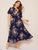 Plus Floral Print Shirred Dress