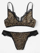 Plus Leopard Lace Trim Lingerie Set