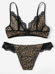 Plus Leopard Lace Trim Lingerie Set