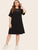 Plus Drop Shoulder Mesh Yoke Trim Tunic Dress