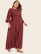  Plus High Waist Striped Maxi Dress