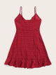 Plus Confetti Heart Print Ruffle Trim Tied Cami Dress