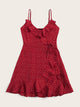 Plus Confetti Heart Print Ruffle Trim Tied Cami Dress