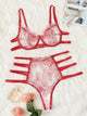 Plus Floral Lace Ladder Cut-out Lingerie Set