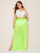 Plus Tie Side Split Sheer Skirt