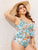 Plus Floral Flounce Top With High Waist Tankini Set