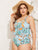 Plus Floral Flounce Top With High Waist Tankini Set