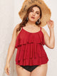 Plus Layered Ruffle Hem Tankini Set