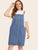 Plus Button Front Denim Straps Dress