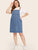 Plus Button Front Denim Straps Dress