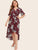 Plus Floral Print Surplice Front Knot Side Wrap Dress