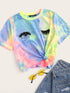  Plus Eye and Eyelash Print Tie Dye Top