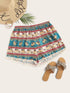 Plus Pom Pom Tribal Print Shorts