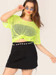 Plus Drop Shoulder Sheer Fishnet Top Without Cami