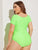 Plus Neon Lime Button Short Sleeve One Piece Swim