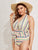 Plus Striped Tie Front Ruched One Piece Swim