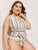 Plus Striped Tie Front Ruched One Piece Swim