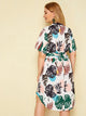 Plus Palm Tree Print High Low Belted Dress